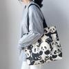 Canvas Bag Women's Shoulder Chinese Style High Capacity Zipper Canvas Bag Portable Shopping Bag Double Cute Panda Sided Printing