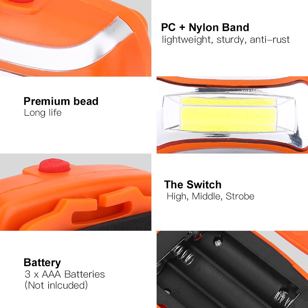

Водонепроницаемый налобный фонарь, фонарик для езды на велосипеде, кемпинга, рыбалки(оранжевый)
