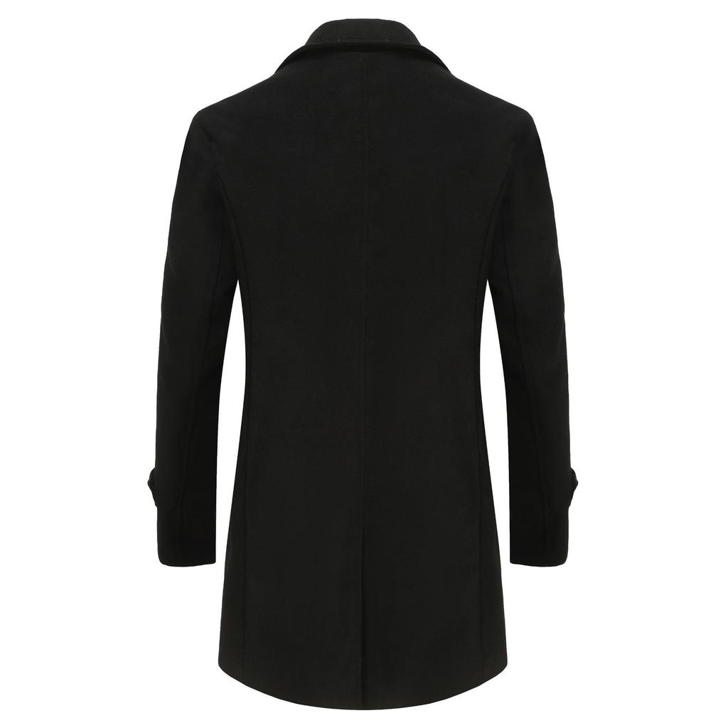 Abrigo de Lana para Hombre de Invierno, Moda de Doble Botonadura con Solapa, Abrigo de Lana de Algodón de Longitud Media