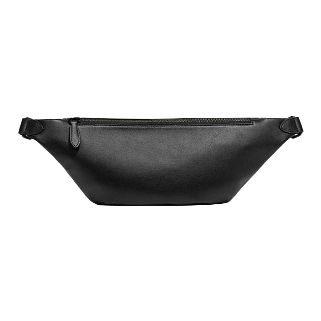 Coach Black Signature Canvas Leather Trim Large Belt Bag Fanny Pack for Daily Use