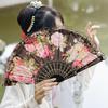 Éventail pliant Vintage en dentelle, motif de fleur de pivoine, éventail de danse chinoise portatif, main d'été pour la photographie et les événements de danse