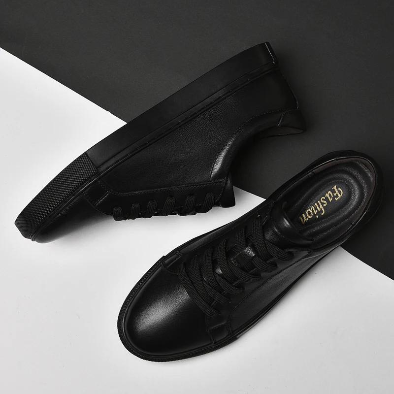 Men Flats Male Mens Shoes Fashion Footwear Casual Leather Round Toe Sneakers Man Walking Shoes for Men