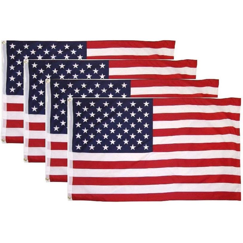 4 Pack Lot US Flag 3' X 5' Ft. USA American Flag Stars Grommets United States