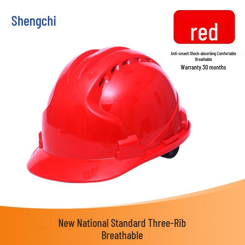 Shengchi Men's Anti-Smash Breathable Safety Helmet, Transparent Three-Ribbed, ABS Thickened for Construction Workers