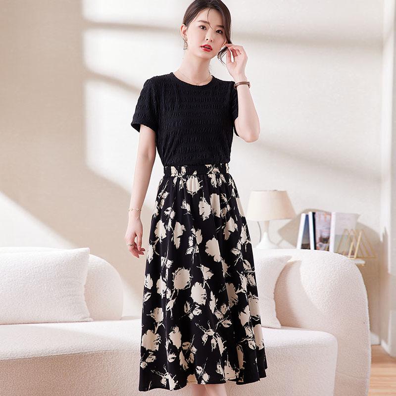 Damen Chiffon Blumen A-Linien Rock - Stilvoller Sommer Elastischer Bund Überwurf