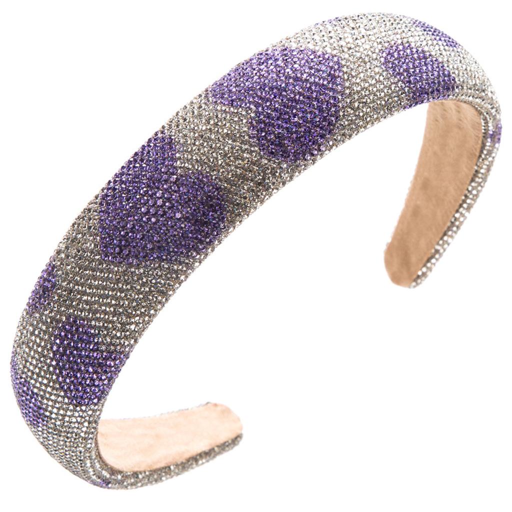Wide Band Headband with Full Crystal Rhinestone Embellishment Heart Pattern Sparkling Design Comfortable Fit Durable Construction
