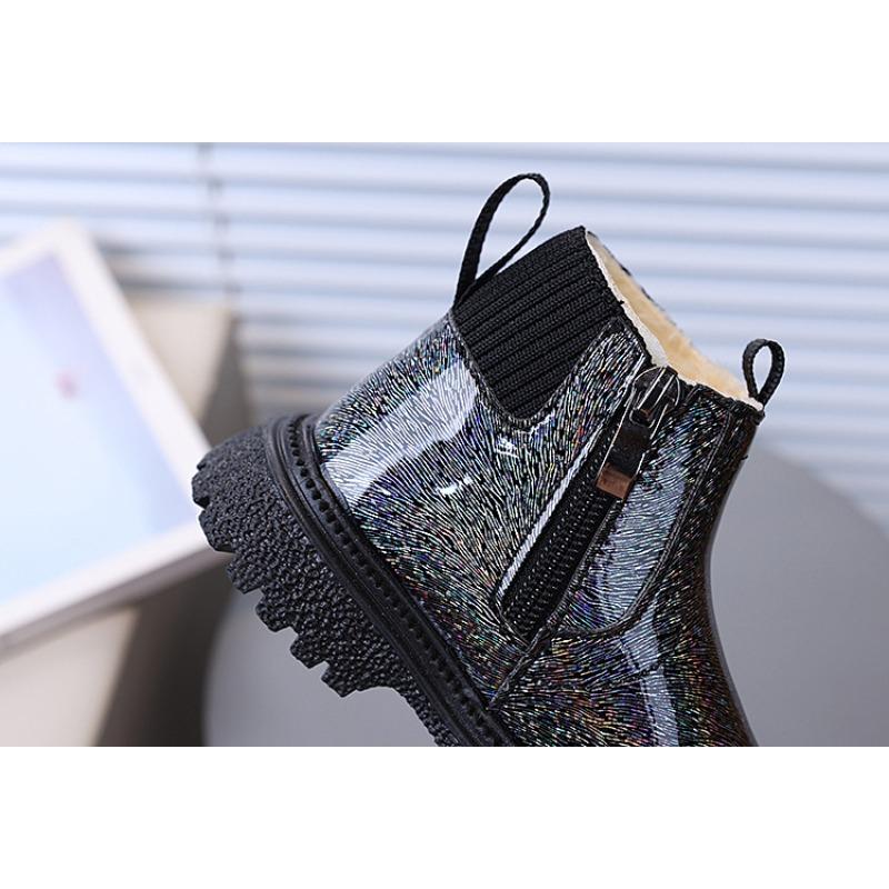 New Children's Fashion British Style Ankle Boots Boys Side Zipper Versatile Martin Boots Girls Soft Sole Fleece-Lined Fashion Boots