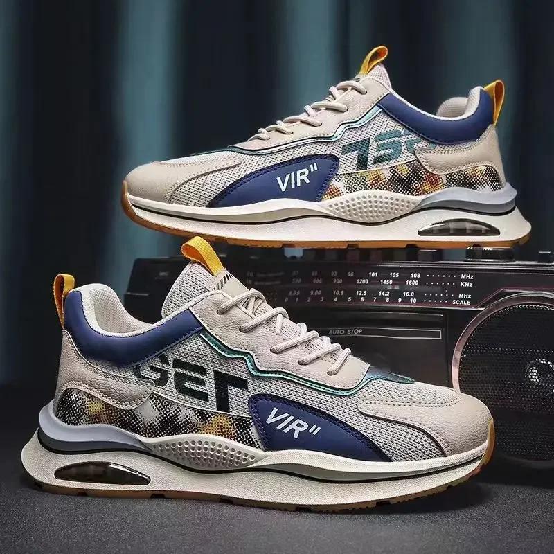 Men's Fashi Sneakers Lightweight Men Casual Shoes Breathable Men Shoes Lace-Up Walking Shoes Sports Running Sneakers