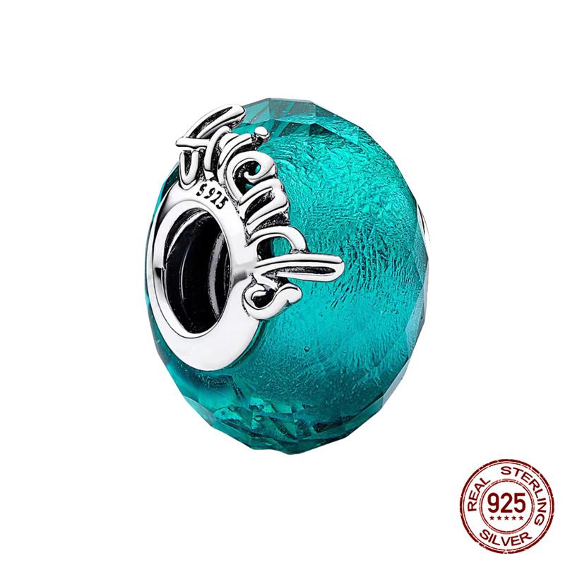 Compatible With Charm Bead Charms Ideal For Authentic Bracelets With 3mm Bracelets Diy Sea Blue Glass Bead Charms Copper Jewellery Making Ideal For Wo