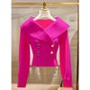 2026 Autumn/Winter French Chic White Lapel Knitwear: Women's Elegant, Waist-Cinched Slimming Sweater.