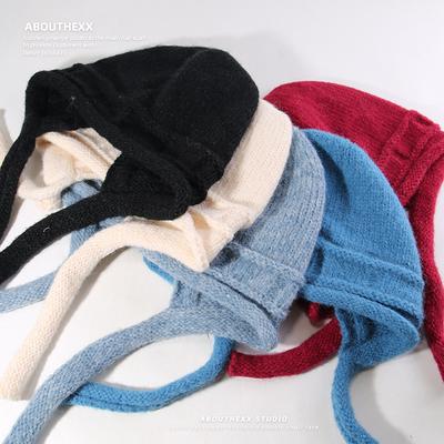 Knitted Headscarves for Women's Autumn and Winter Outings Plush Woolen Hats That Show Off The Face Small Outdoor Warm Korean Style Hats