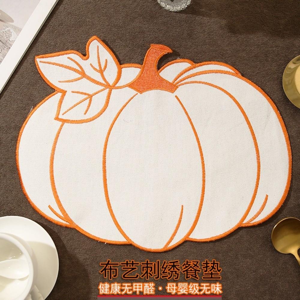 Heat Insulated Insulated Pad Embroidered Pumpkin Placemat Durable Dining Table Mat