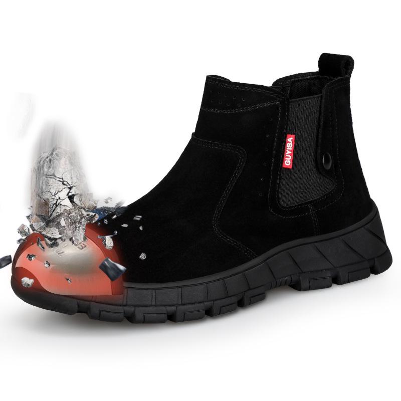 Men's Safety Shoes: Anti-Smash, Anti-Puncture, Anti-Scald, Non-Slip, Suede, Comfortable Rubber Sole