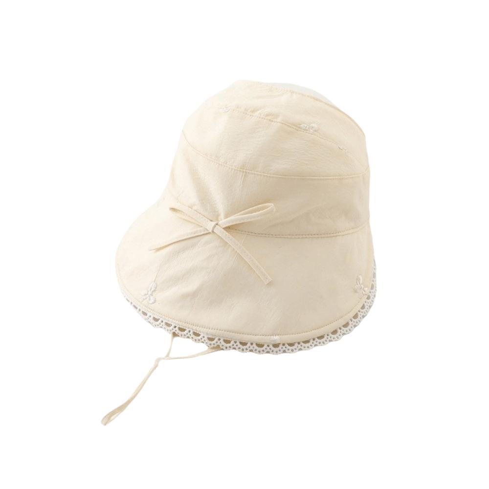 Princess Lace Trim Fisherman Hat Cotton Sun Protection Hat Wide Brim Hat  3-8 Years Old Girls