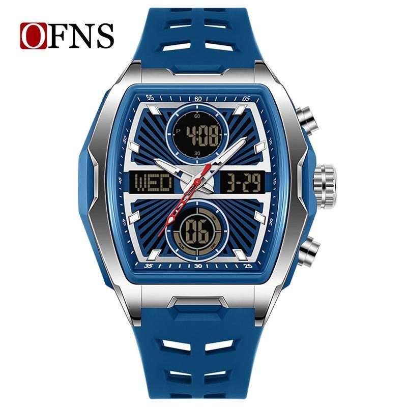 

Men Wristwatch Quartz Watches Luxury Dual Display Chronograph Waterproof Sport Military Multifunction Male Digital Watch срібний/синій