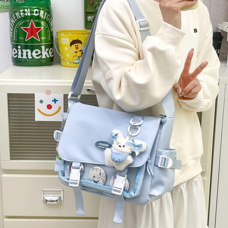 School Bag 2025 Large Capacity School Bag Mail Carrier Bag Transparent Versatile Simple Shoulder Bag High Value Messenger Bag