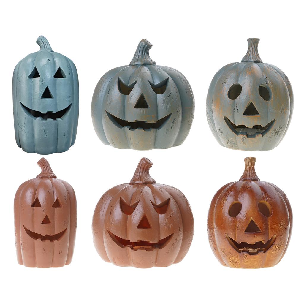 Halloweens Pumpkin Lantern Light Cover Resin Materials Easy Assembly Portable Decoration for Home School Event