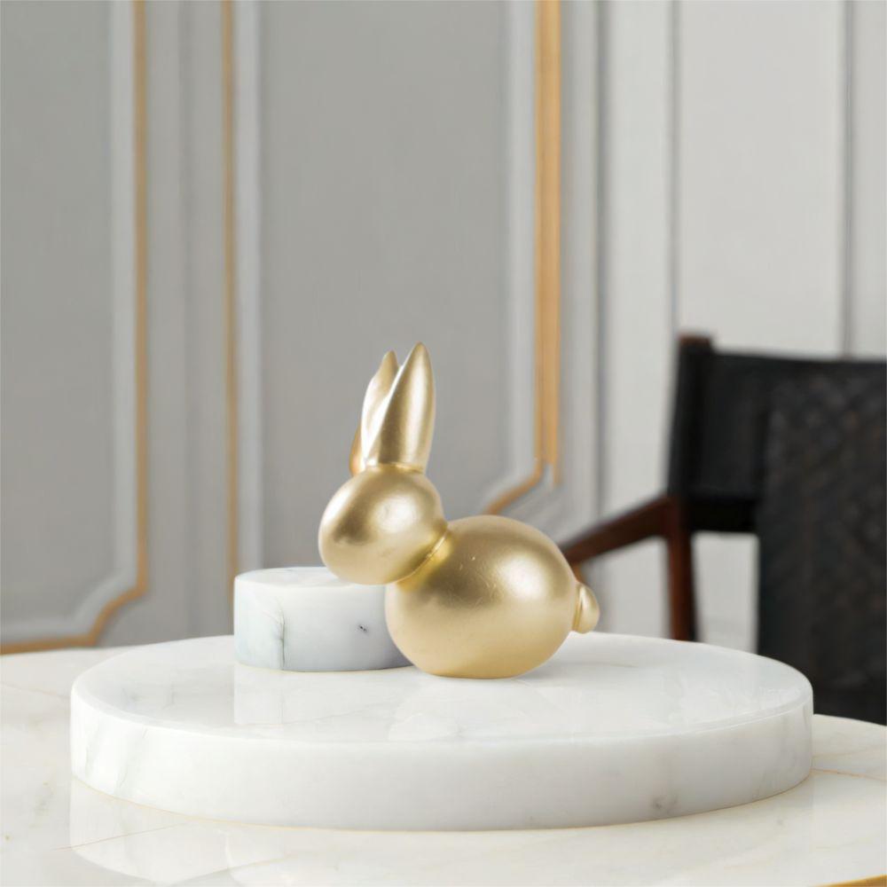 Resin Golden Rabbit Ornament Art Miniatures Figurine Home Decoration Rabbit Statue  Easter