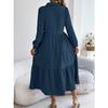 GMXIA Autumn and Winter Lapel Casual Loose Long-sleeved Ruffled Shirt Dress for Women