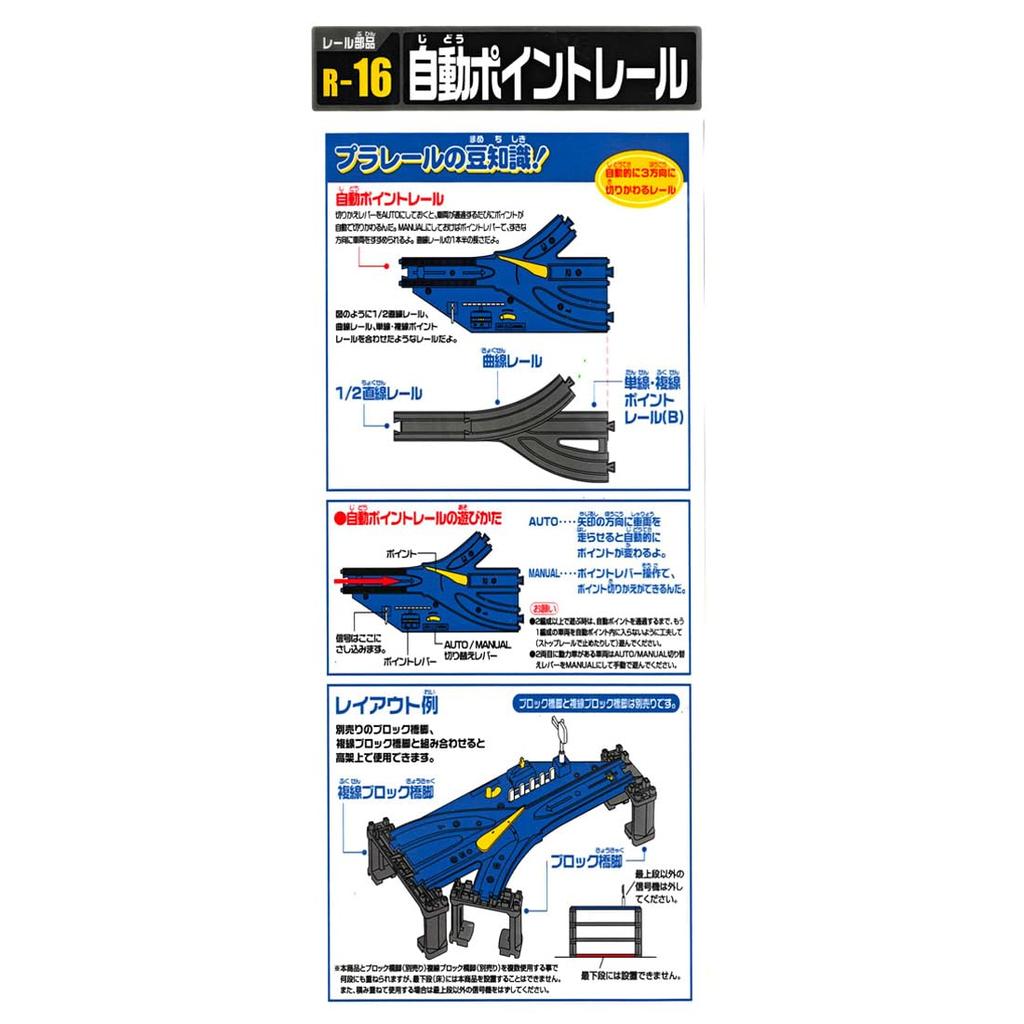 Plarail Automatic Turnout Rail (Includes One 1/2 Straight Rail) R-16