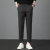 Light luxury winter woolen trousers men's casual pants men's slim straight trousers British elastic casual trousers nine points