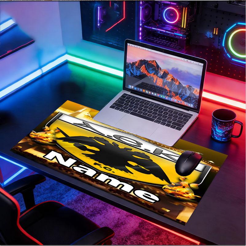Custom Name Personalized AEK Athens FC Pattern Mousepad, Laptop PC Desk Mat, Decorative Desk Mat for Home Keyboard Pad Gift