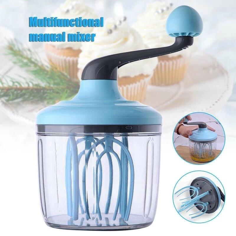 Manual Egg Cream Whisk Hand Mixer Semi Automatic Multipurpose Stainless Steel Portable Kitchen Tool for Baking Mixing Drinks