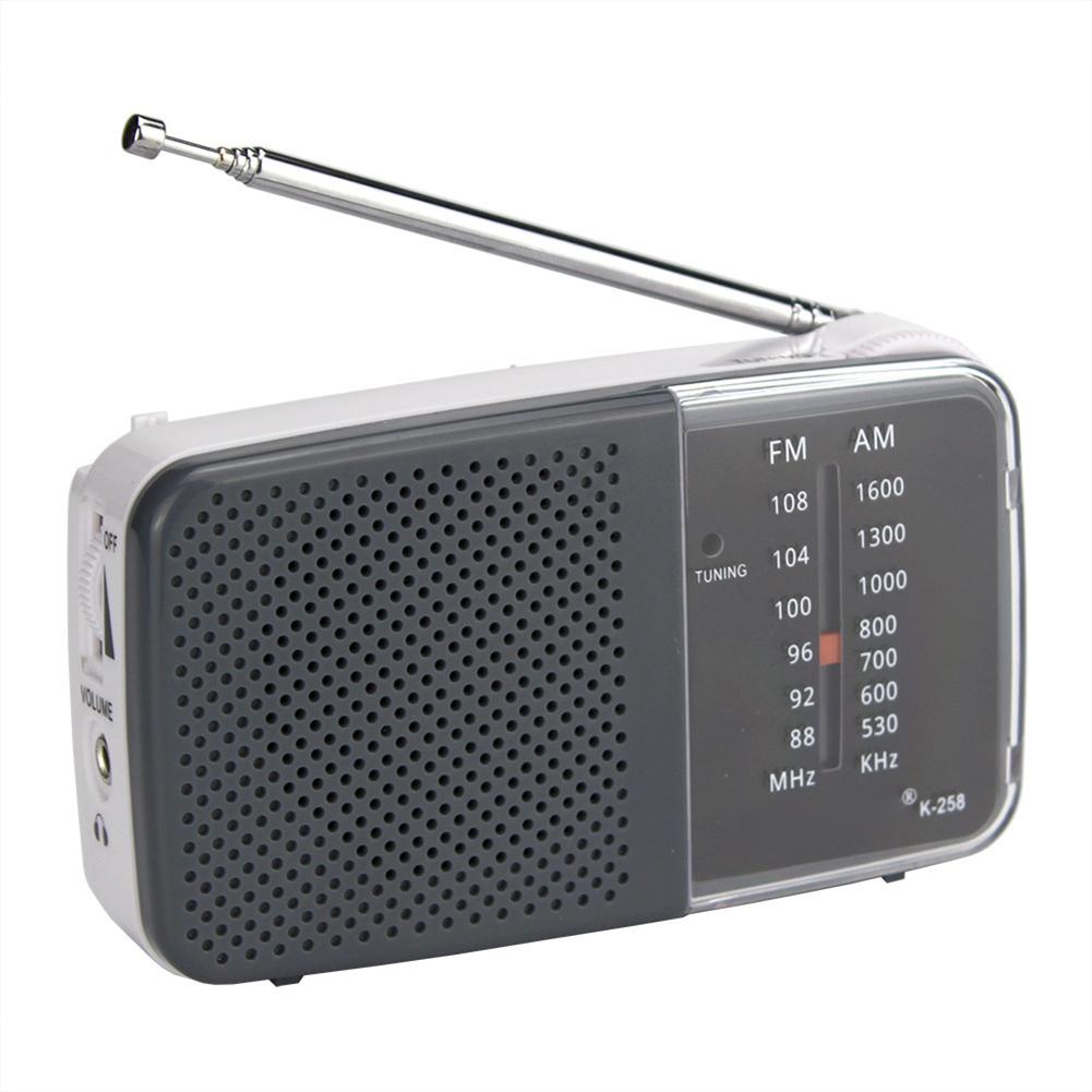 AM/FM Radio with Speaker Mini Transistor Radio with Strap Battery Powered Radio Telescopic Antenna for Emergency Use