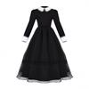 Mittelalterliches Retro Gothic Kleid Cos Spitze Langarm Pünktchen Netz Halloween Kostüm Cos Dunkles Langes Kleid