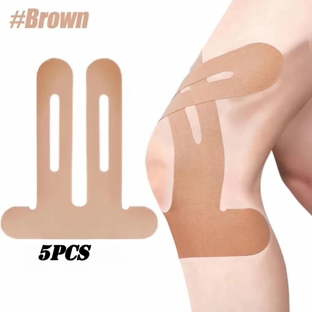 

Кинезио тейп для коленей, водонепроницаемый и эластичный, дышащая коленная лента, спортивный тейп обеспечивает поддержку и стабильность при беге 5PCS коричневый