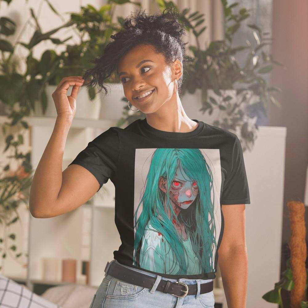 

Аниме Девушка Монстр Демон Зомби Жуткий Зомби Футболка Унисекс с Коротким Рукавом L