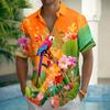 Herren Papagei Tropische Pflanzen Blumen Sommer Hawaiianisches Hemd Hemd mit Knöpfen Aloha Hemd Kurzarm
