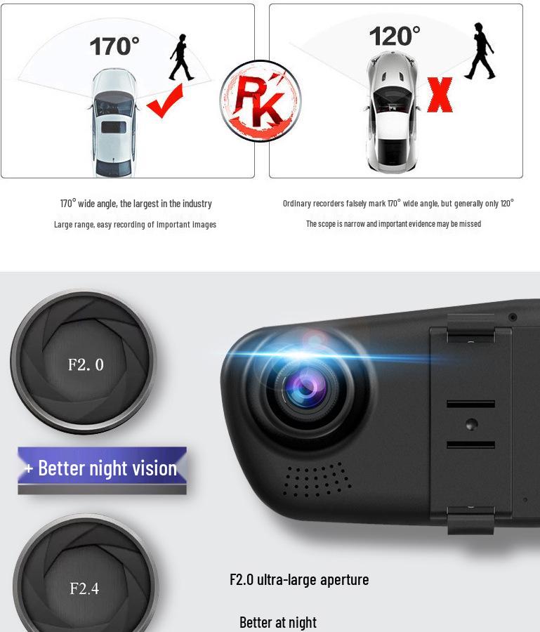 High-Definition Night Vision Car DVR with Dual Front and Rear Recording & Reversing Camera