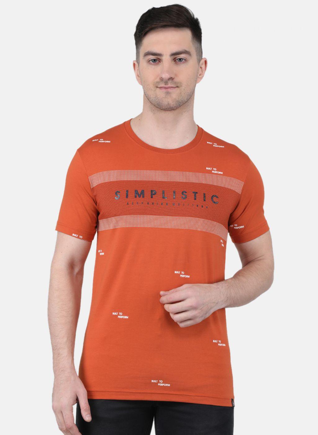 Monte Carlo Men Regular Fit Rust Tshirt L