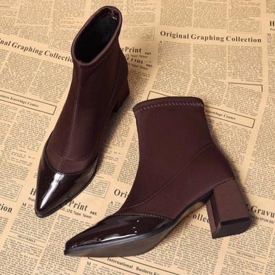 New Ankle Boots Women Chunky Mid Heels Suede Shoes Woman Pointed Toe Trend Winter New Goth Walking Snow Chelsea Botas De Mujer