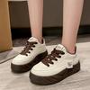 Autumn and Winter Women's Thick-soled Sneakers, Women's Sneakers, White Sneakers, Low-top Round-toe Lace-up Casual Shoes
