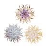 Women Brooch High-Gloss Rhinestone Inlay Sparkling Chrysanthemum Design Lapel Pin Non-Slip Buckle Scarf Badge Clothing Bags Accessories