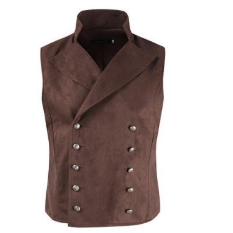 Vestă de afaceri pentru bărbați, de culoare solidă, cu nasturi dubli, croială slim, cu guler de costum, pentru primăvară și toamnă