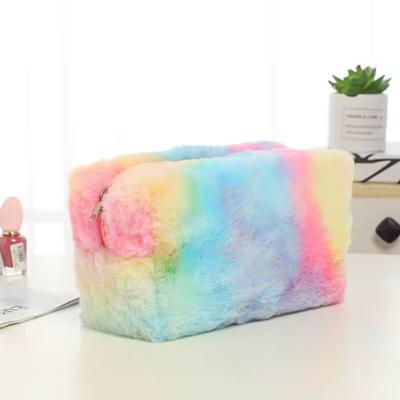 Large-Capacity Plush Travel Cosmetic Bag Furry Makeup Bag Multifunctional Storage Makeup Bag Pencil Bag