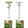 Bird Bath Feeder Bowl Birdbath Iron Easy To Setup Decorative Drinking with Stake Birdfeeder for Outdoor Backyard