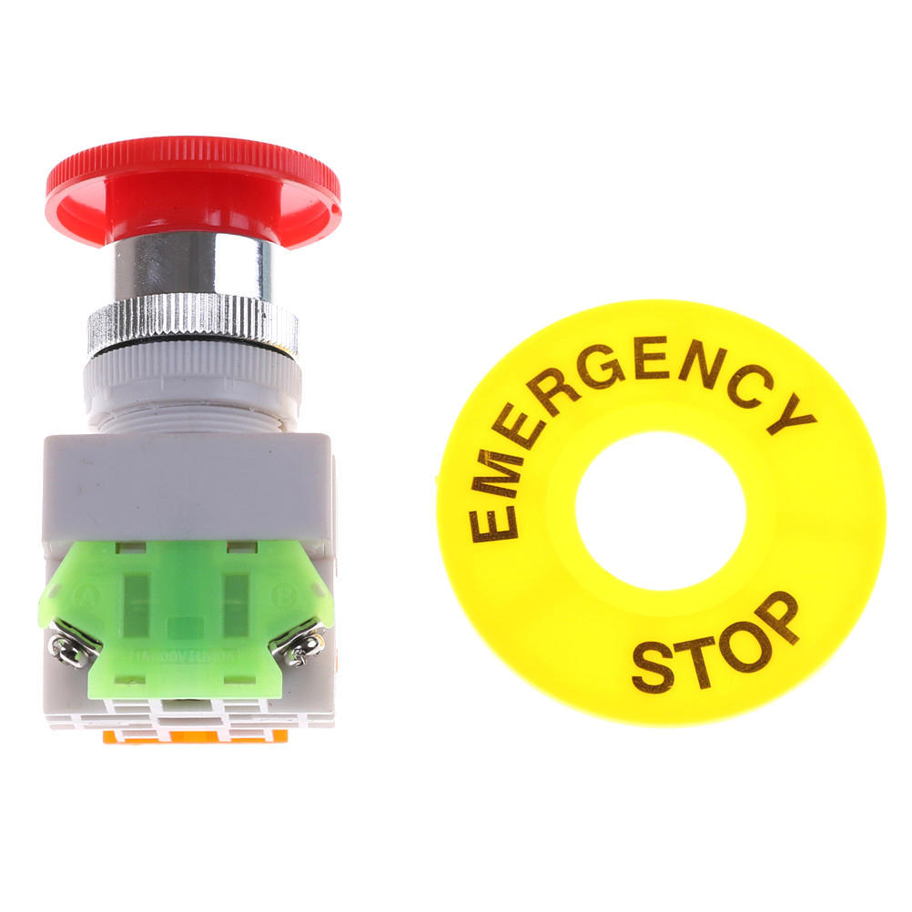 Red Mushroom Cap 1No 1Nc Dpst Emergency Stop Push Button Switch Ac 660V 10A