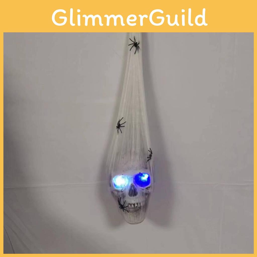 Eerie Glowing Voice Control Spider And Skull Prop For Halloween Yard And Room Decoration