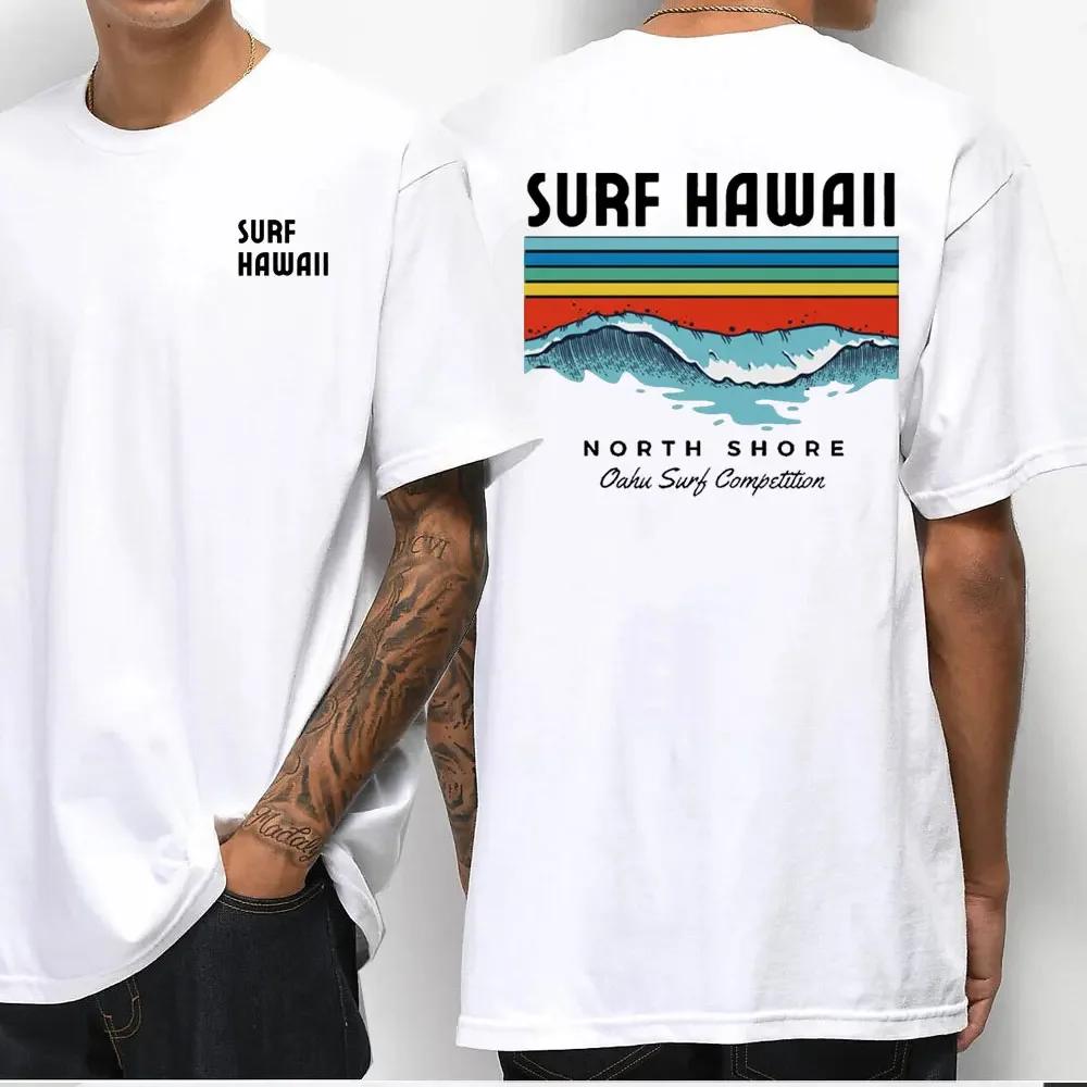 Hawaiian Traditions North Shore Hawaii Surfing Men Women White High Qulaty Cotton T-shirt Comfortable Beach-style Surf Tee Tops