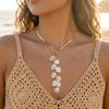 Bohemian Imitation Pearl Pendant Necklaces For Women Shell Tassel Snake Chain Tassel Choker Summer Beach Party Vacation Jewelry