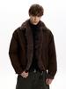 Men's Retro Cotton Jacket with Fur Collar, Golden Eagle Design - Thick, Warm, Versatile, and Trendy Winter Outerwear.