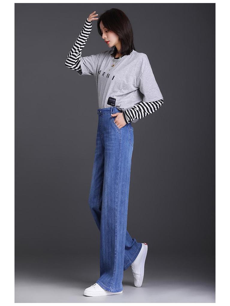 Plus Size Women's Tencel Denim High-Waisted Wide-Leg Pants - Soft, Flattering, and Lightweight for Spring/Summer