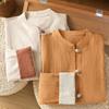 Women's Retro Color Block Stand Collar Jacket - Cotton Linen, Long Sleeve, Frog Buttons, Spring/Autumn.