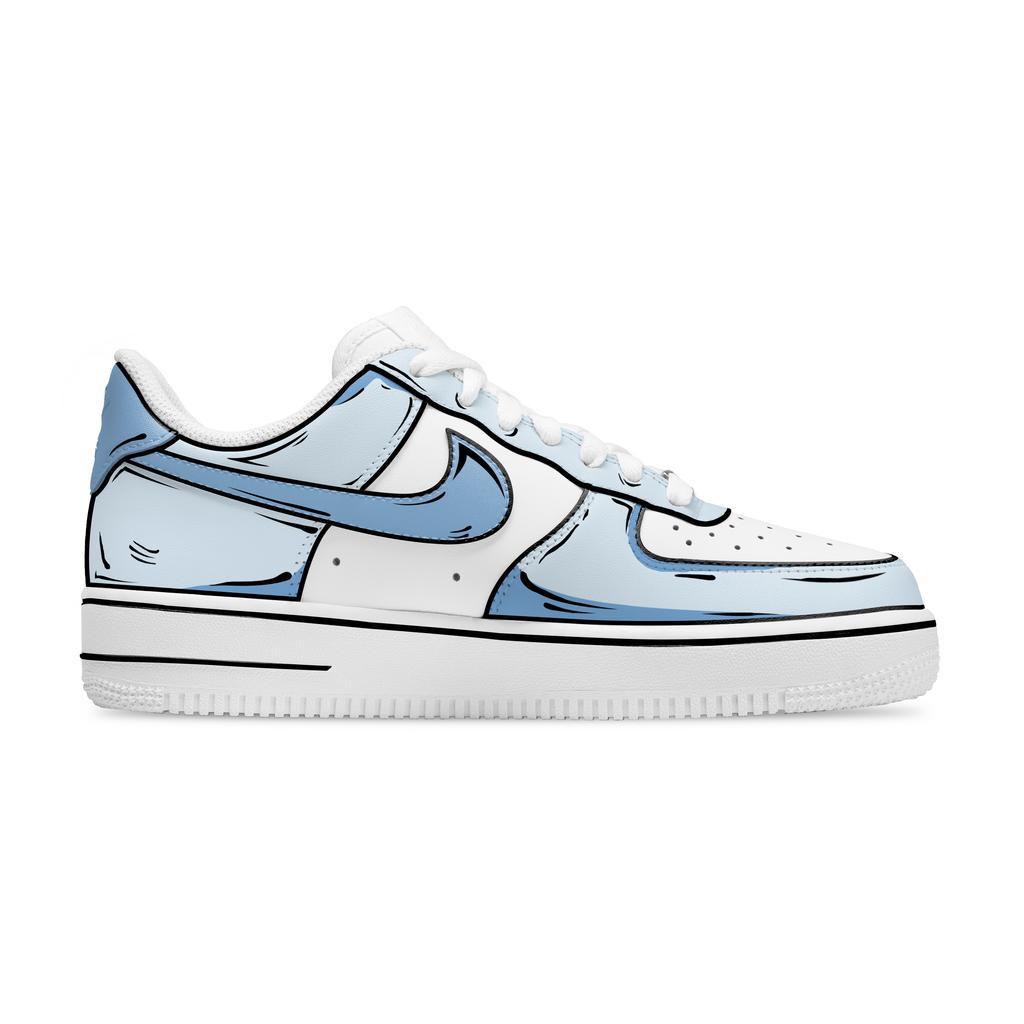 Nike Air Force 1 Comic Sky Abrasion Resistant Low Top Skateboard Shoes Unisex White Blue CW2288-111(Team796-)