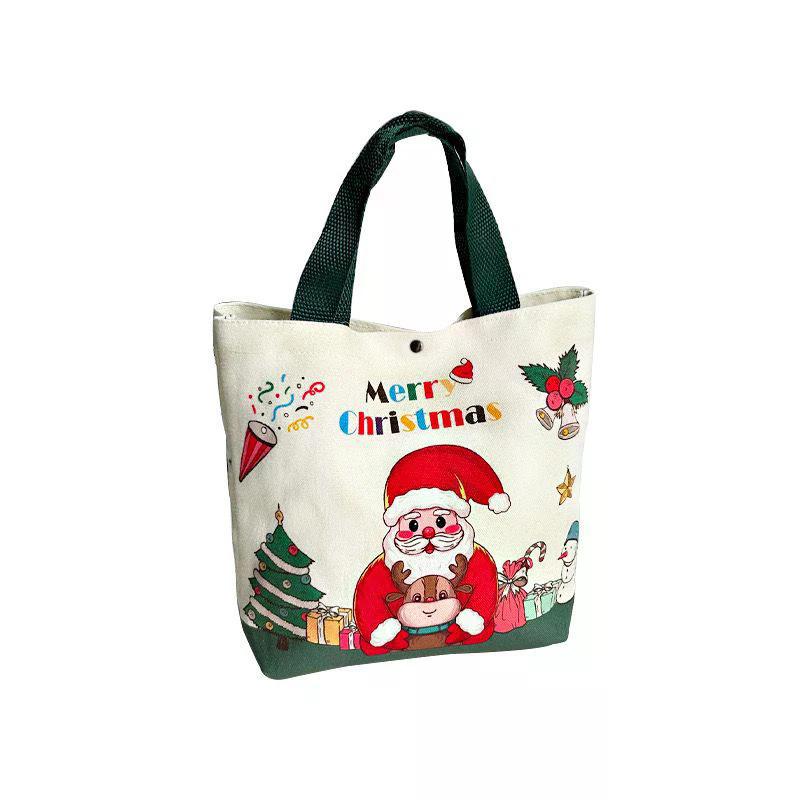 Christmas Gift Bags With Santa Claus Reindeer & Snowman Designs Durable Canvas Tote Bags Party Candy Bag Gift Bag Bulk