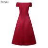 ZANZEA Elegant Women Off Shoulder Casual Sleeveless Long Dress